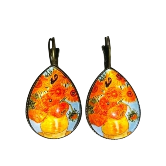 Handcrafted Sunflowers Earrings - Picture 1 of 4